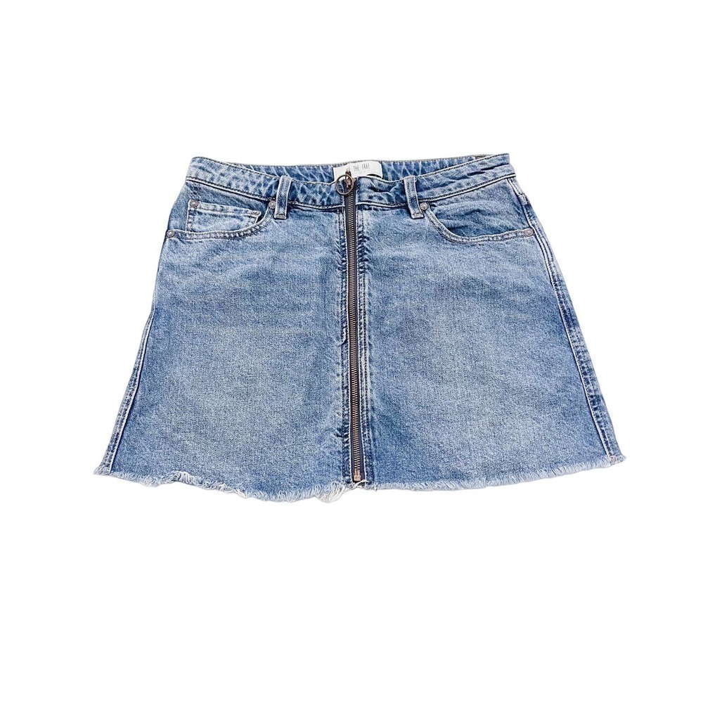 We the Free Light Wash Jean Zipper Front Denim Skirt SZ28